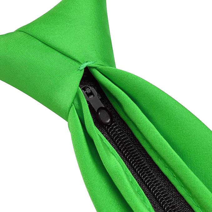 Branduce 3.15"（8cm） Pre-tied Adjustable Zipper Tie and Lapel Pin Solid Necktie Handkerchief Set for Men