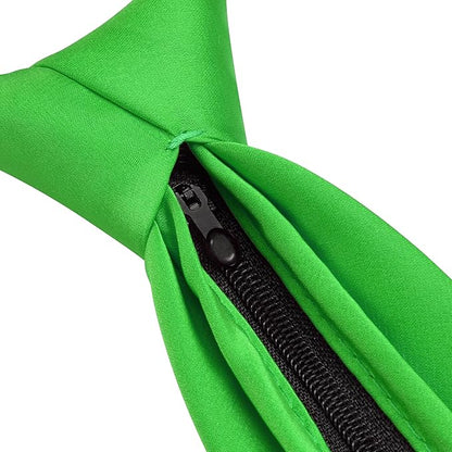 Branduce 3.15"（8cm） Pre-tied Adjustable Zipper Tie and Lapel Pin Solid Necktie Handkerchief Set for Men