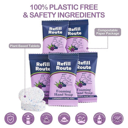 Foaming Hand Soap Refills, Foaming Soap Refill 12 Pcs(Make 12x8 fl oz Bottles), Plant-Based Foam Cleaner, Skin-Friendly Hand Wash Tablets, Vegan, Cleansing & Moisturizing, Lavender Scent