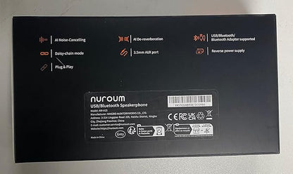 NUROUM A15 Conference Speaker and Microphone, Portable Bluetooth Wireless Speakerphone, 360° Noise Cancelling Voice Pickup, Daisy Chian for Calls/Computer/PC/Laptop via Bluetooth/Dongle/USB-A/C Grey