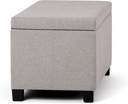SIMPLIHOME Dover 36 inch Wide Contemporary Rectangle Storage Ottoman Bench in Cloud Grey Linen Look Fabric, Assembled, For the Living Room, Entryway and Family Room