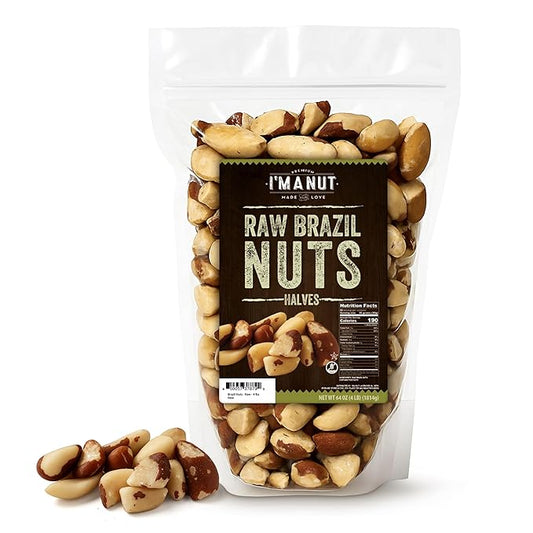 I’m A Nut Brazil Nuts, Broken, 64oz (4 lb) Distinct | Non GMO Batch Tested Gluten & Peanut Vegan Keto Friendly Large, Fresh Resealable bag