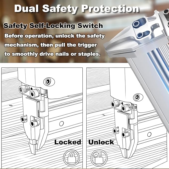 2 in 1 Cordless Brad Nailer Compatible with De wa-lt 20V Battery (No Battery), 18 Gauge Electric Nail Gun/Staple Gun with 1000 Nails & 1000 Staples for Upholstery Carpentry and Wood Working