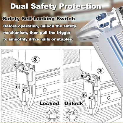 2 in 1 Cordless Brad Nailer Compatible with De wa-lt 20V Battery (No Battery), 18 Gauge Electric Nail Gun/Staple Gun with 1000 Nails & 1000 Staples for Upholstery Carpentry and Wood Working