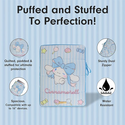 Sonix x Sanrio | Puffy Laptop Sleeve | 15-16 Inch, Quilted Pillow Puffer Laptop Carrying Case, Computer Sleeve | Cinnamoroll Lovely Ribbons