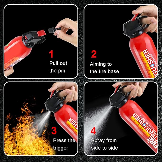 Fire Extinguisher for Home, 4Pack Car Fire Extinguishers with Mount, 4 in 1 Portable Kitchen Fire Extinguishers for A, B, C, K Category, 620ml Mini Water-Based Fire Extinguisher for Car Truck Boat