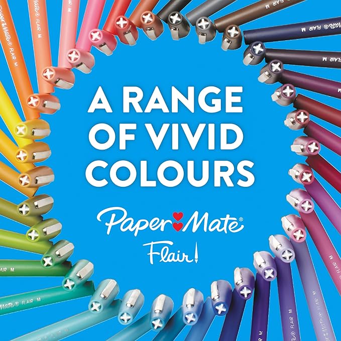 Paper Mate Flair Felt Tip Pens | Medium Point (0.7 mm) Marker Pens | Assorted Retro Colouring Pens | For Kids & Adult Colouring, Journalling & More | 12 Count