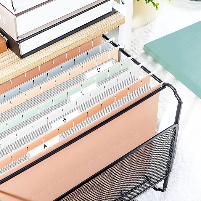 SUNEE Hanging File Folders Letter Size, Pastel Colors, 25 Count Letter Size File Folders with 1/5-cut Tabs, Heavy Duty 2 Inch Expansion, Stay Organized for Your Home and Office Bulk File