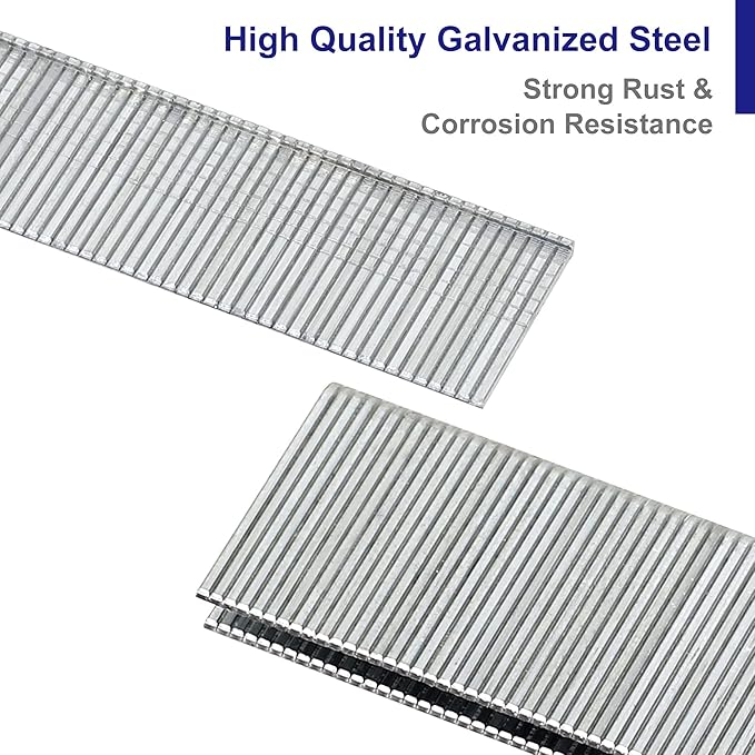 HW HAMWOO 18 Gauge 1/4" Narrow Crown Staples and Brad Nails,Galvanized Nail Assorted, Suitable for Most Brand of 18 GA Pneumatic and Electric Brad Nailer(1/2",3/4",1"& 5/8",1",1-1/4":4200Pcs)