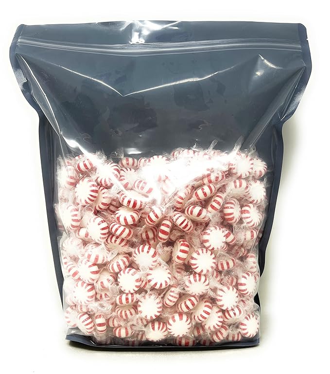 Holiday American Old Fashioned Peppermint Starlights Mints Hard Candy Discs Individually Wrapped Bulk 6 Lb's 450+ pcs (96-Oz)