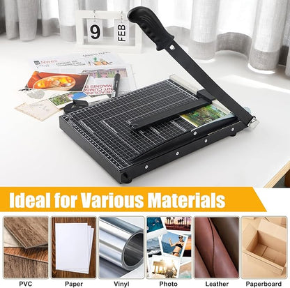 12" Heavy-Duty Paper Cutter, Guillotine Paper Trimmer, Portable Paper Cutting Machine with Corner Rounder, 12-Sheet Capacity Paper Slicer for Office, School, Cardboard, Crafts, Vinyl, Photo