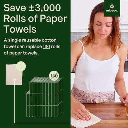 24 Pack Multicolored Reusable Paper Towels - Nature Friendly - Organic Cotton Alternative - Thick, Strong, Paperless Kitchen Dish Cloths - Reusable Napkins - Dish Towels - Cloth Napkin