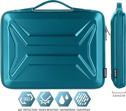 DOMISO 17 Inch Laptop Hard Case, Waterproof Shockproof Hard Shell Laptop Sleeve with Handle Protective Computer Bag for Most 17-17.3" Laptops/Dell XPS 17 / HP Envy 17, Teal