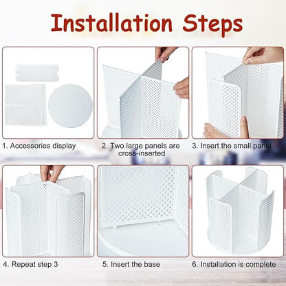 Rotating Cup Dispenser, Coffee Cup Holder with 4 Compartments, Disposable Paper Cup Organizer Fits 5 to 16 oz Cups for Kitchen Cabinets, Detachable Plastic Cup Stand & Lid Holder, White