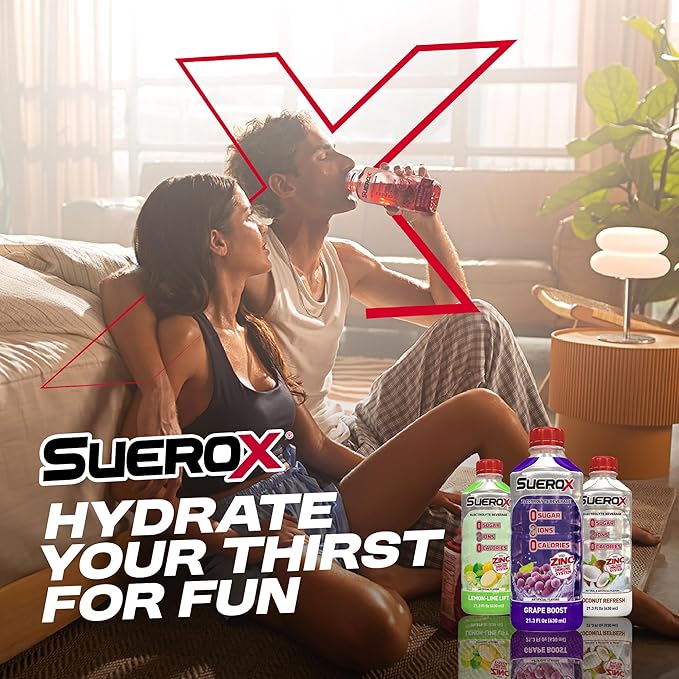 SueroX Sugar Free Sports Drink for Hydration and Recovery, Electrolyte Hydration Drink with 8 Ions, Zero Calorie Sports Drinks, Coconut Refresh, 21.3 Fl Oz, 6 Count