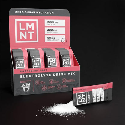 LMNT Zero Sugar Electrolytes - Raspberry Salt | Drink Mix | 30-Count