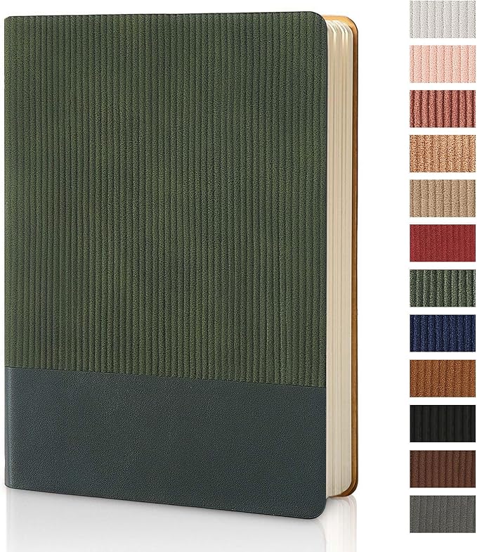 Lined Journal Notebook for Work College Ruled Note Book 5.79"x8.27"A5 PU Leather Daily Journaling 216 Pages for Women Men Writing Home School Supplies Business (Dark Green)