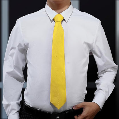 KOOELLE Men's Ties Solid Pure Color Plain Neckties Formal Black Ties For Men