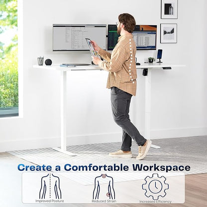VIVO Large Electric 83 x 30 in Standing Desk, Memory Height Adjustment, 1B Series, White Top White Frame, DESK-KIT-1W8W