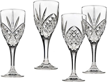 Godinger Dublin Wine Glasses, Stemmed Wine Glass Goblets, Stemmed Drinking Glasses, Glass Cups, Barware & Drinkware, 10oz Set of 4