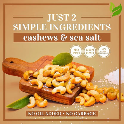 Oven Dry Roasted Fancy Cashews with Sea Salt-64 oz (4 lbs) | Whole | No Oil | No PPO | Vegan and Keto Friendly | Made from Natural