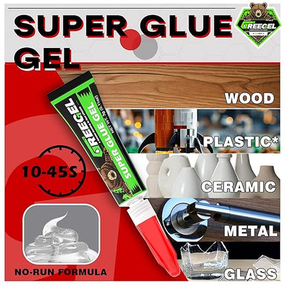 Super Glue Thick for Metal, Wood, Rubber, Glass, Super Control Cyanoacrylate Adhesive (CA) Instant Glue 1 Oz - Clear Superglue with Extra Gel for Carpentry & Crafts Repair (1 Pack)