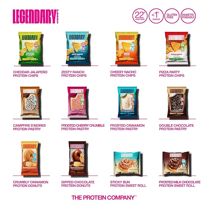 Legendary Foods Cinnamon Roll 22g Protein Bars – Gluten-Free, Low Carb Meal Option – Sweet Zero Sugar Snack, Keto-Friendly – 10-Pack High Protein Pre- or Post-Workout Nutrition Bars - Sticky Bun