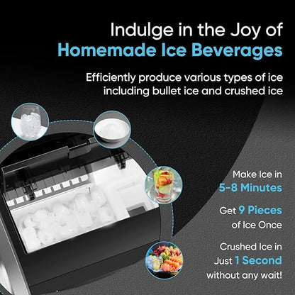 ICEPURE 5-in-1 Water Cooler with Ice Maker, Bottom Load for 5 Gallon Bottle, WIFI, Bullet and Crushed/Chewable Ice, 35lbs/24H, Hot and Cold Water, Water Dispenser Built-in Ice Machine, Stainless Steel