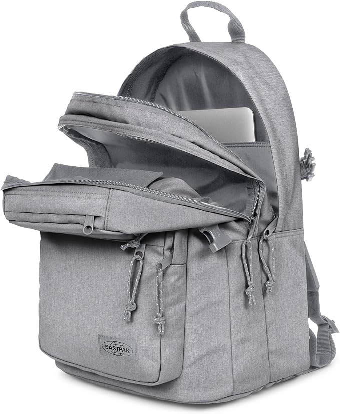 EASTPAK Double Pro – 32L Performance Backpack with 16" Laptop Sleeve, Dual Compartments, Security Pocket, Bottle Holder & Organizer, Sunday Grey