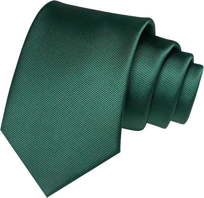 JEMYGINS Solid Color Formal Necktie and Pocket Square Tie Clip Sets for Men
