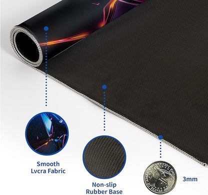 Stylish Geometric Mouse Pad Abstract Black Mouse Pad 31.5x11.8 Inch Geometric Texture Non-Slip Rubber Base Large Mousepad Stitched Edges Keyboard Mouse Mat Desk Pad for Office and Home