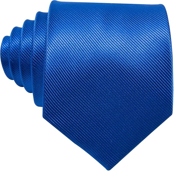 Barry.Wang Tie Sets for Men Silk Solid Necktie Stain Ties Handkerchief Pocket Square Cufflinks Wedding Business Dyed