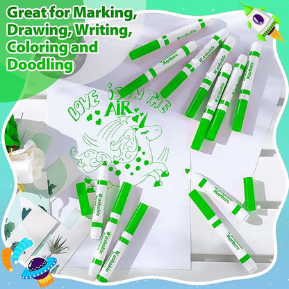 Janlaugh 24 Pcs Washable Markers Bulk Broad Line Markers Coloring Conical Tip Large pens for Kids art projects, Teachers, Students, Toddlers, Party Favors, Classrooms, Donations(Light Green)