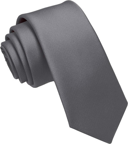 JEMYGINS 2.4" Solid Color Skinny Tie Slim Necktie for Men