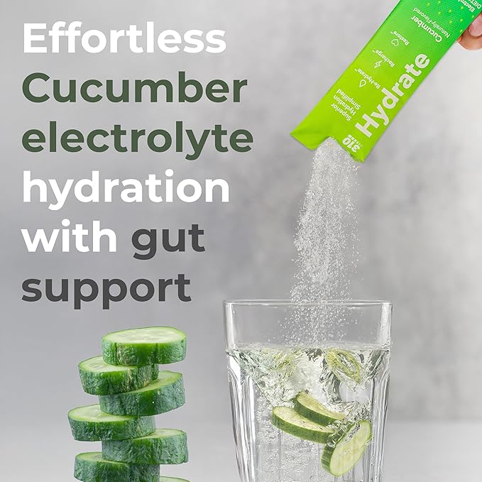 310 Nutrition Sugar Free Electrolytes Powder - Instant Hydration Packets for Daily Fluid Balance - Caffeine-Free Rehydration Drink Mix w/Vitamins, Low Calorie & Keto Friendly - Cucumber 15 Singles