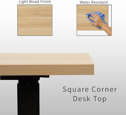 VIVO Electric 78 x 55 inch Square Corner Memory L Shaped Stand Up Desk, Light Wood Table Top, White Frame, Corner Height Adjustable Workstation, 3E-S Series, DESK-KIT-3E5SWC