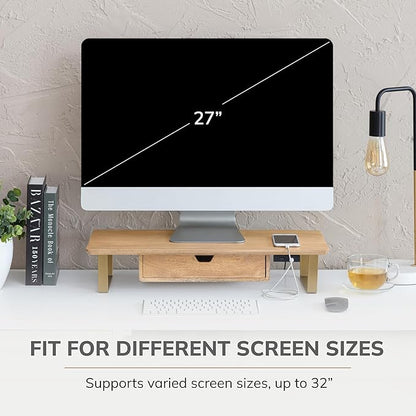 Anji Mountain Monitor Stand - Desktop Organizer & Laptop Riser, Ergonomic Monitor Riser, Space-Saving Monitor Stand for Desk, Durable Construction, Easy Assembly, Ideal for Home & Office,Natural