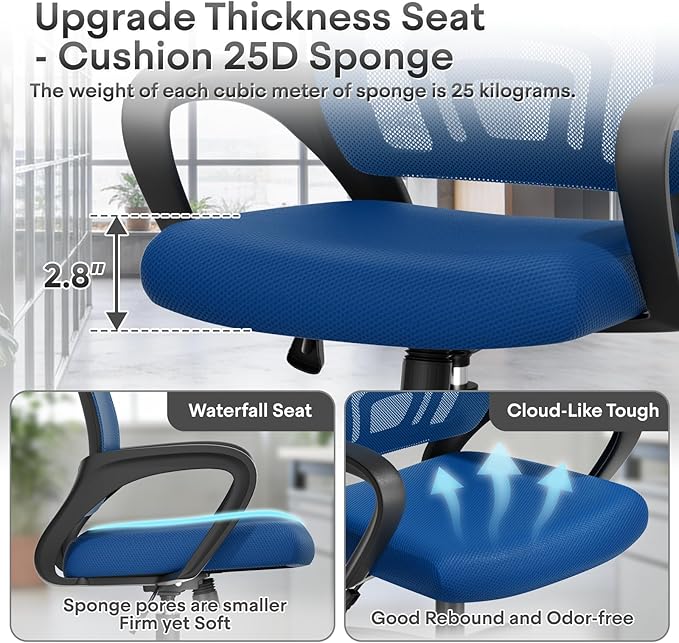 Athena Collection Office Chair - 330Lbs, 2 Packs Breathable Mesh Desk Chair Thickness Cushion with Lumbar Support & Armrest, Rolling Swivel Adjustable Tilt Lock for Home Office/Gaming, Bedroom Study