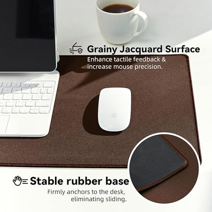 Waterproof Large Gaming Mouse Pad with Durable Stitched Edges, Non-Slip Rubber Base, Grainy Jacquard Mouse Mat Desk Pad for Home Office Gaming, 31.5''x11.8''x0.12'', Matte Brown
