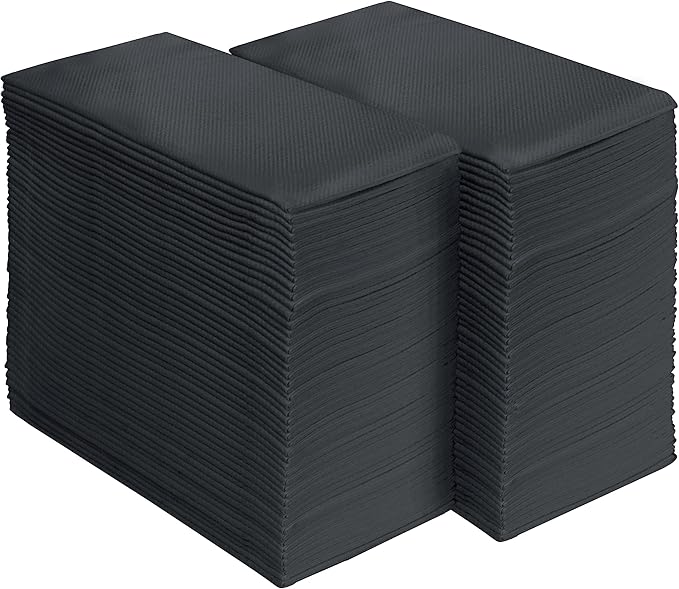 American Homestead Paper Napkins – Disposable Linen-Like Dinner Napkins for Weddings, Parties & Restaurants – 15.75" x 15.75" Black, 100 Count Bulk Pack