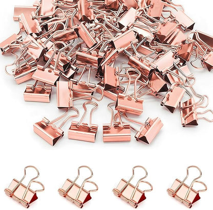 50 Pack Small Rose Gold Binder Clips 3/4 Inch (19 mm), Colored Little Paper Clamps, Tiny Mini Paper Clips for Office Home School Business 0.75"