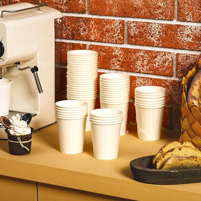 Vesici 1000 Pack 9 Oz Individually Wrapped Disposable Paper Cups bulk White Paper Cups Hot Cold Coffee Cups Espresso Cups Disposable Beverage Drinking Cup for Party Cafes and Businesses