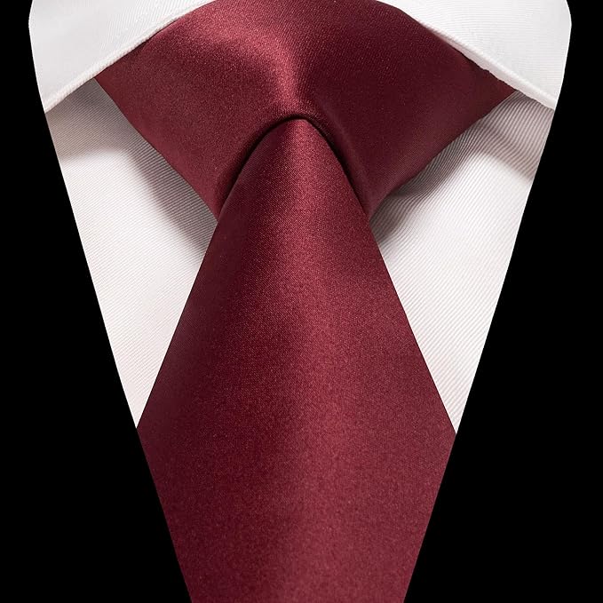 RBOCOTT Solid Color Tie and Pocket Square Hankerchief with Lapel Pin Set for Men