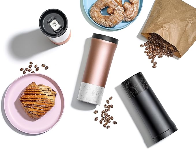 Ello Miri 16oz Vacuum Insulated Stainless Steel Travel Mug, Leak-Proof Slider Lid, Keeps Hot for 5 Hours, Perfect for Coffee or Tea, BPA-Free, Fits Most Cupholders, Holiday Gift, Black