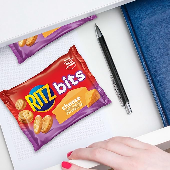 RITZ Bits Cheese Sandwich Crackers, Bulk Lunch Snacks, 48 Snack Packs (4 Boxes)