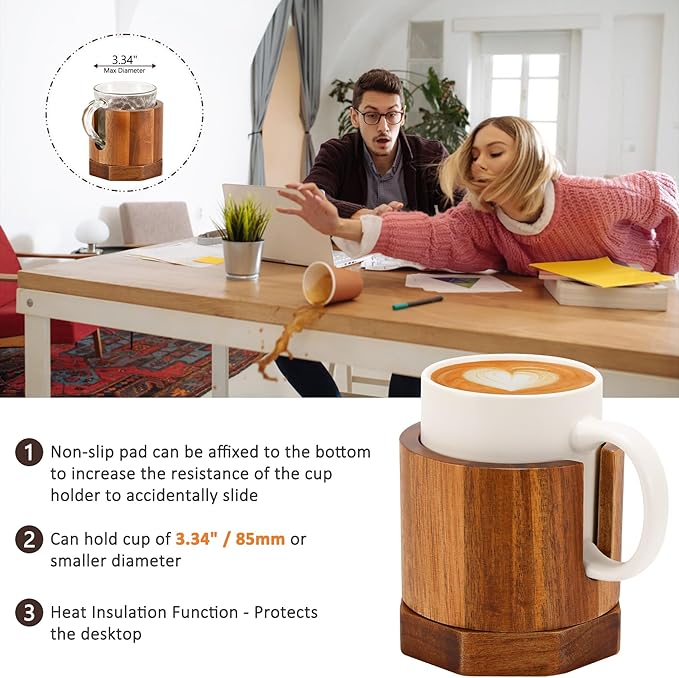 Nnewvante Cup Dispenser, 5-8oz Bathroom Cup Holder, Acacia Wood Coffee Cup Dispenser, Dual-Purpose Paper Cup Holder & Anti-spill Desk Cup Holder, Party Cup Organizer, Guest Bathroom Essentials