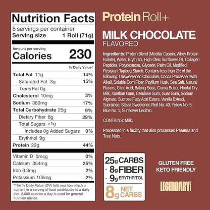 Legendary Foods Cinnamon Roll 22g Protein Bars – Gluten-Free, Low Carb Meal Option – Sweet Zero Sugar Snack, Keto-Friendly – 10-Pack High Protein Pre- or Post-Workout Nutrition Bars - Milk Chocolate