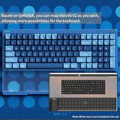 nuphy Halo96 V2 Wireless Mechanical Keyboard, 96% Hot Swappable, 99 Keys RGB Backlit, Bluetooth/USB-C/2.4GHz, Silent Red Switches, Blue, QMK/VIA Support
