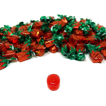 Holiday Strawberry Hard Candy Filled With Real Fruit Pulp - 10 lbs - Strawberry-Flavored Bon Bons Filled with Real Pulp - Bulk American Vintage Candy Assortment - Individually Wrapped, 160 oz.