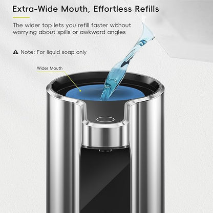 EKO Aroma Pro 13.5 fl oz Touchless Automatic Liquid Soap Dispenser, Rechargeable Hand & Dish Soap Dispenser for Bathroom and Kitchen Sink, Waterproof, Adjustable Volume Control (Chrome Metallic)